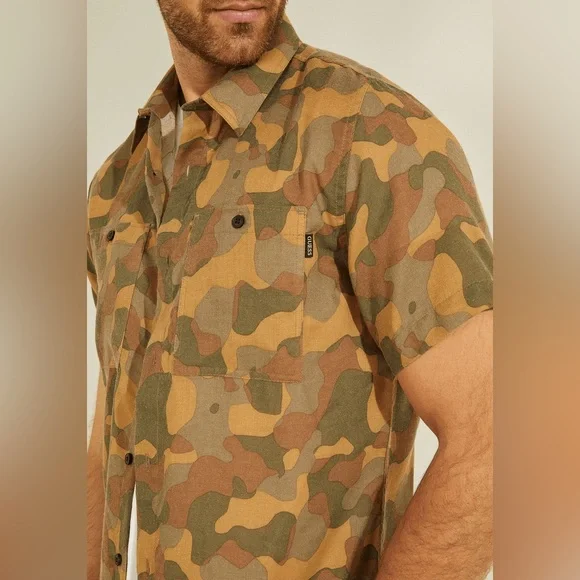 New GUESS Ss Crafted Camo Woven Shirt P80S Multicolor SZ L